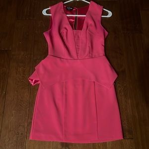 Bebe pink satin lined dress. Size 2. Worn once. Back zip.